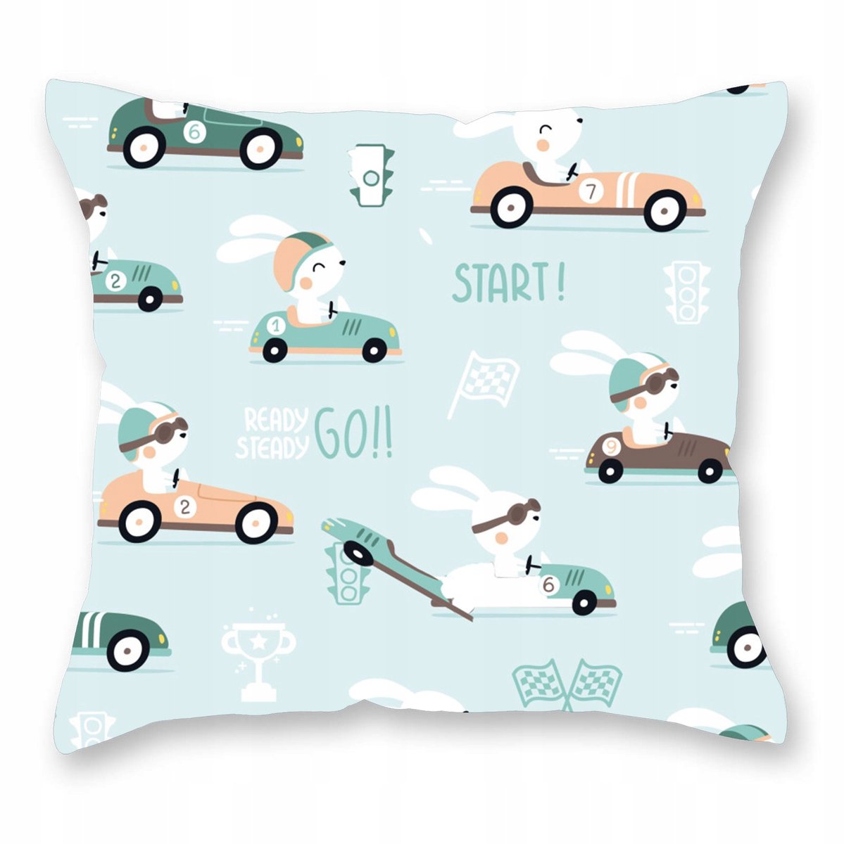 Kinder Kussensloop 40x40 cm Katoen Blauw Auto's