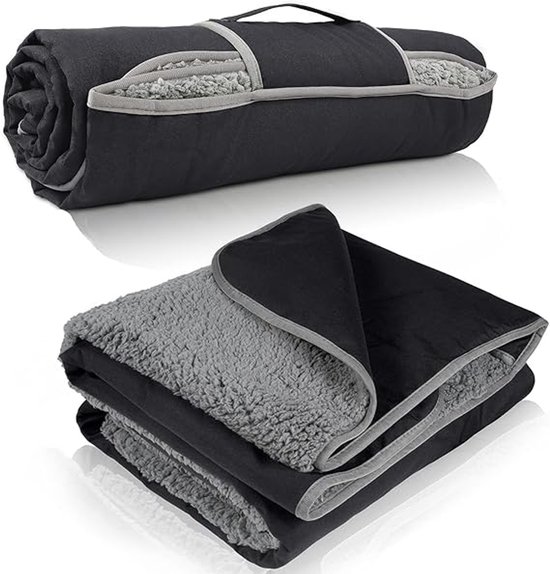 Waterdichte buitendeken - Winddicht - Drielaags - Warm en comfortabel - Opvouwbaar - Geschikt voor kamperen, stadions, stranden, picknicks, graslanden, concerten en auto's - 150*200cm - Zwart