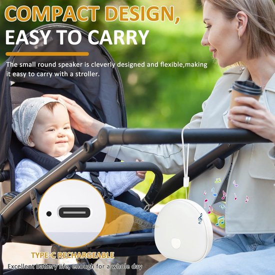 Draagbare witte ruismachine, 7-kleurig babynachtlampje, rustgevende muziek, timer, oplaadbare batterij, USB-C-poort, witte ruismachine voor volwassenen en baby's van Dreamegg — afbeelding 3