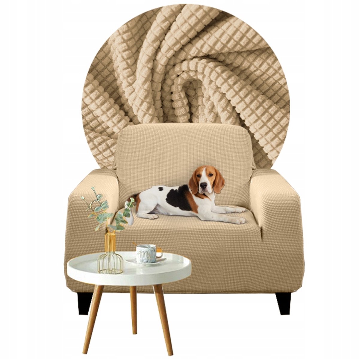 Camelkleurige Bankhoes voor 1-Persoons Bank (90-140cm)