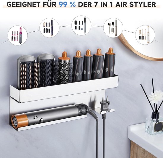 Föhnhouder voor aan de muur - zonder boren - voor styling accessoires