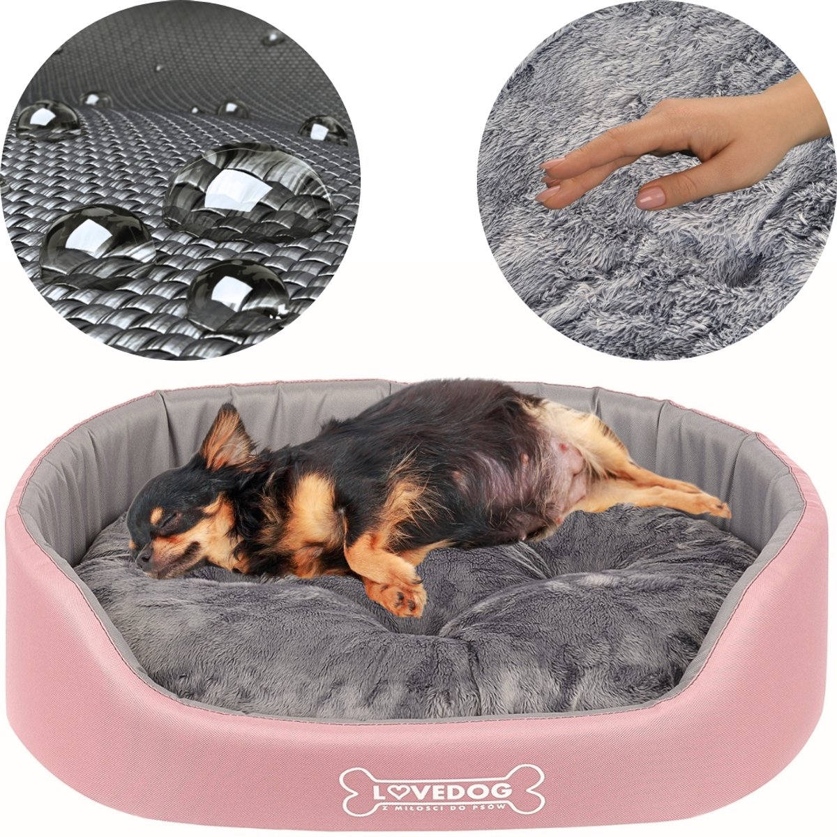 Lovedog Royal Hondenmand Kattenmand S 50x40cm - Poederroze/Grijs