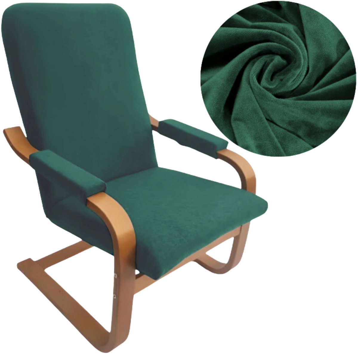 Elastisch Stoelhoes Finka Velours Premium Groen - OEKO-TEX