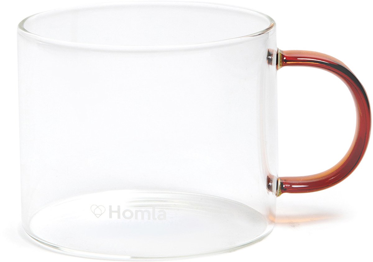 GLANZENDE Glazen Mok met Honingkleurig Oor - 0.44L