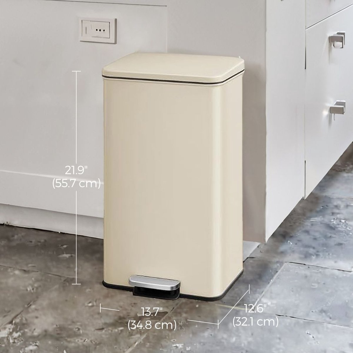 Prullenbak – 40 liter – Softclose – Staal – Zilver