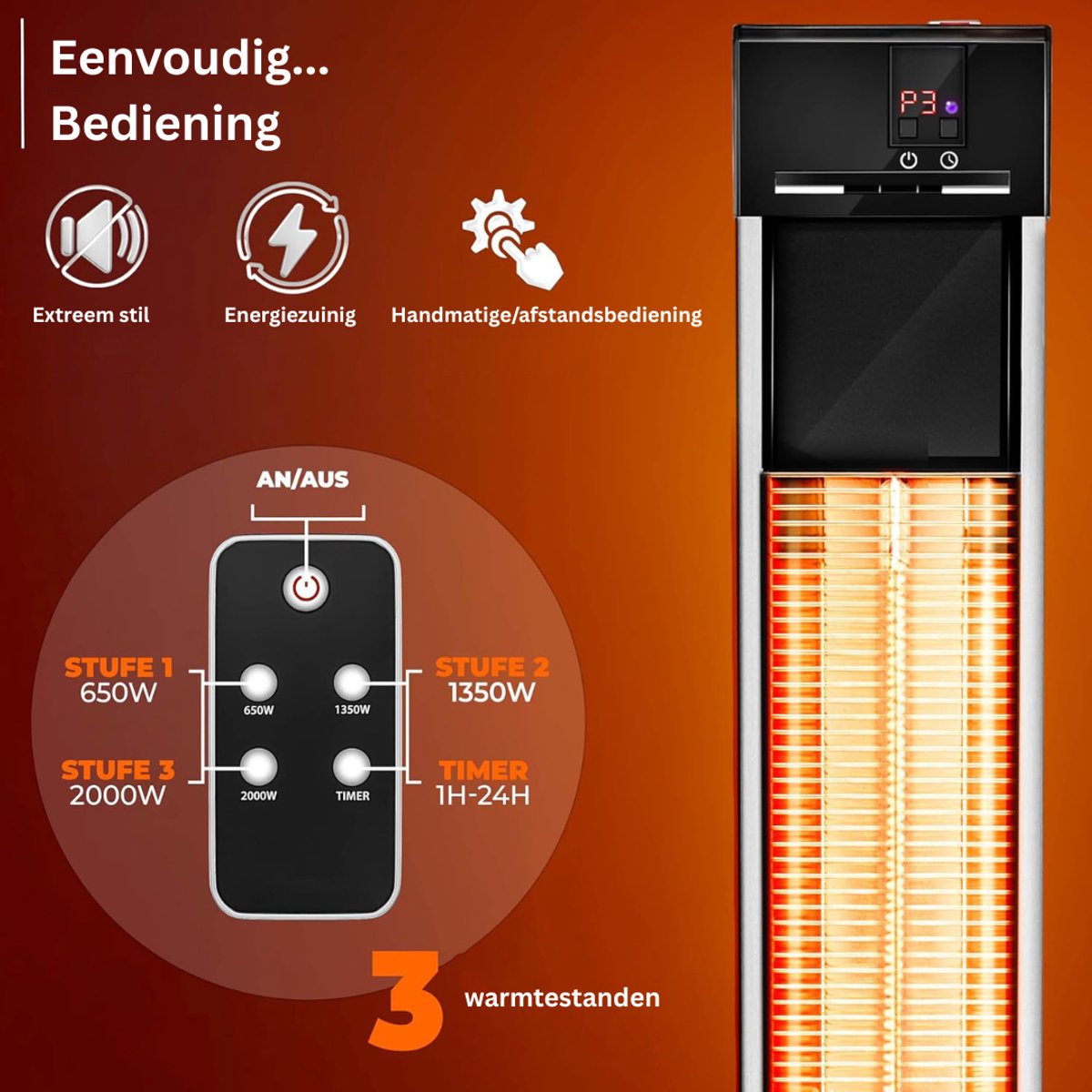 DailySupplies® Elektrische Kachel - Heater - Terrasverwarmers – foto 4