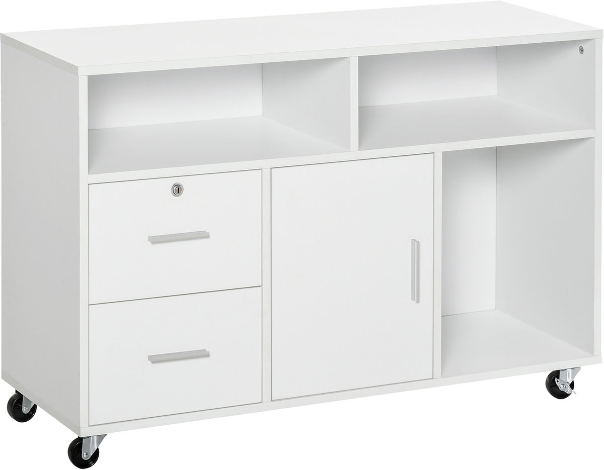 HOMCOM Printerkast - Spaanplaat - 100x35x65cm - Wit