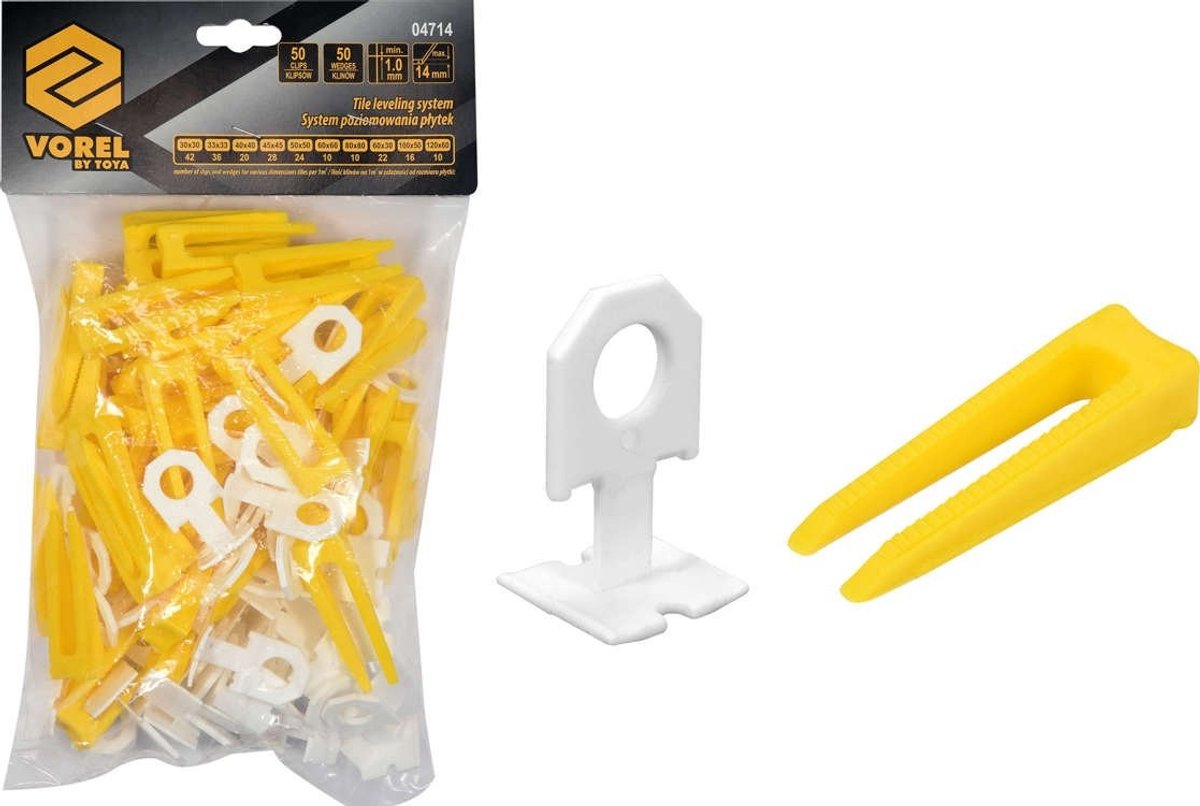 Tegel Levelling Systeem 1.0mm - 50 Wiggen & 50 Clips