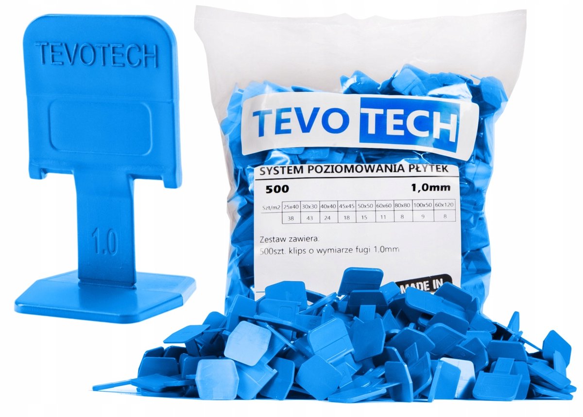 TEVOTECH Tegel Leveling Clips - 1000 stuks, 1mm voeg