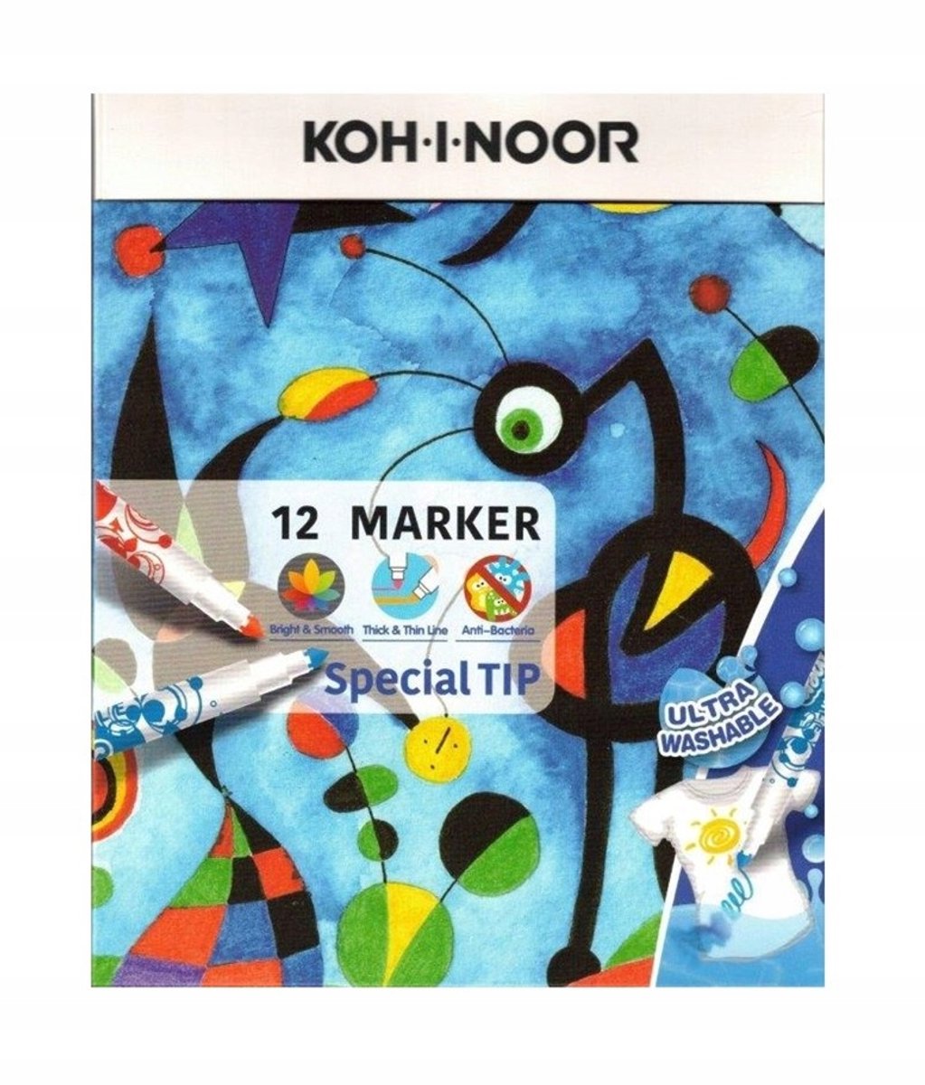 Koh-I-Noor Fluo Markers Set - 12 Levendige Kleuren