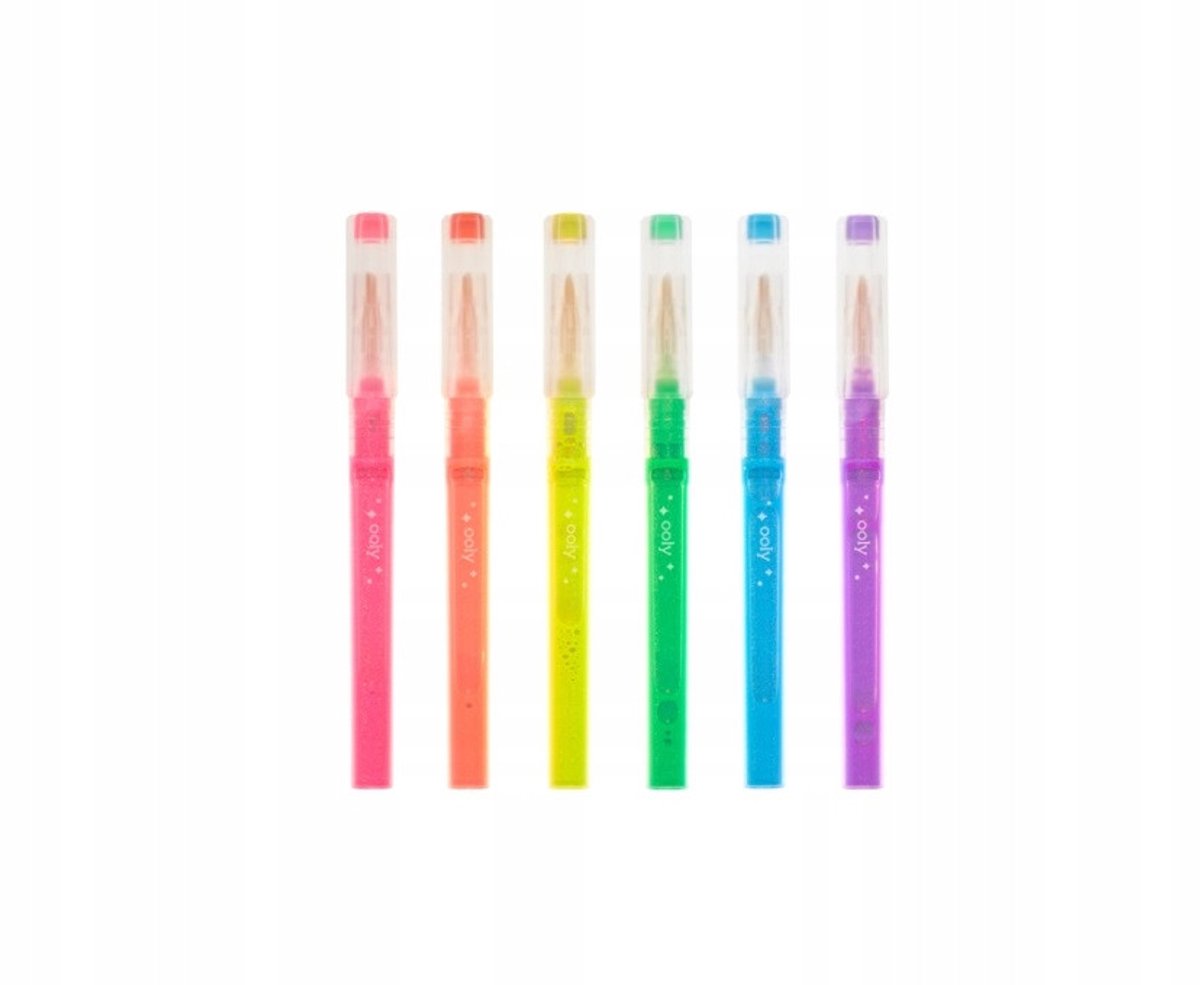 Ooly Glitter Stiften Set - 6 Neon Kleuren voor Kinderen
