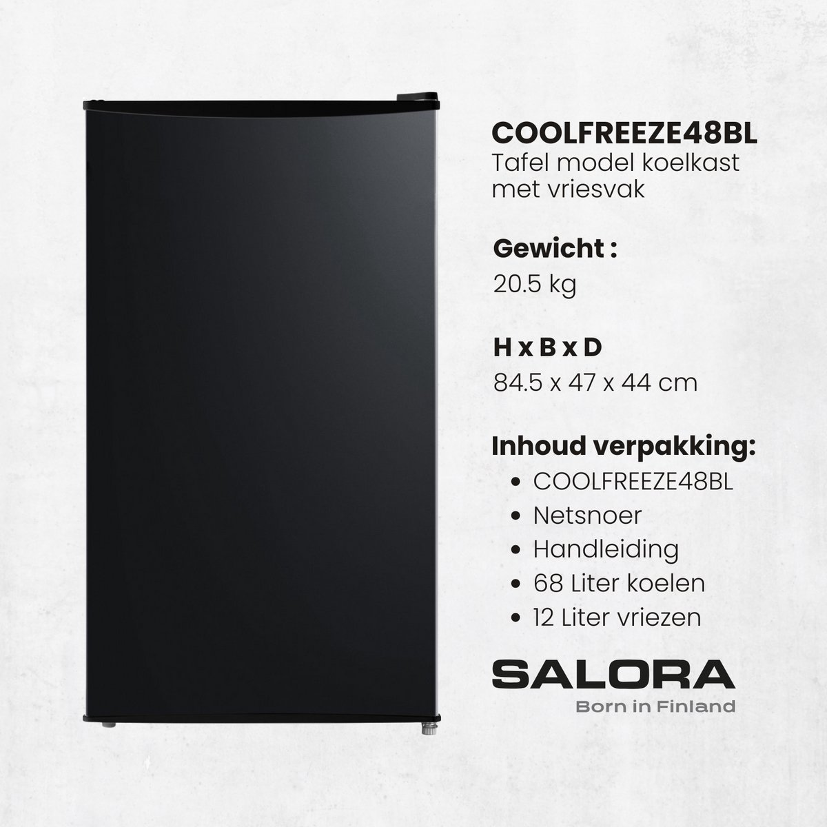 Salora COOLFREEZE48BL - Tafelmodel koelkast met vriesvak - Koelkast - Zwart - 80 L – foto 5