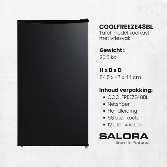 Salora COOLFREEZE48BL - Tafelmodel koelkast met vriesvak - Koelkast - Zwart - 80 L van Salora — afbeelding 5