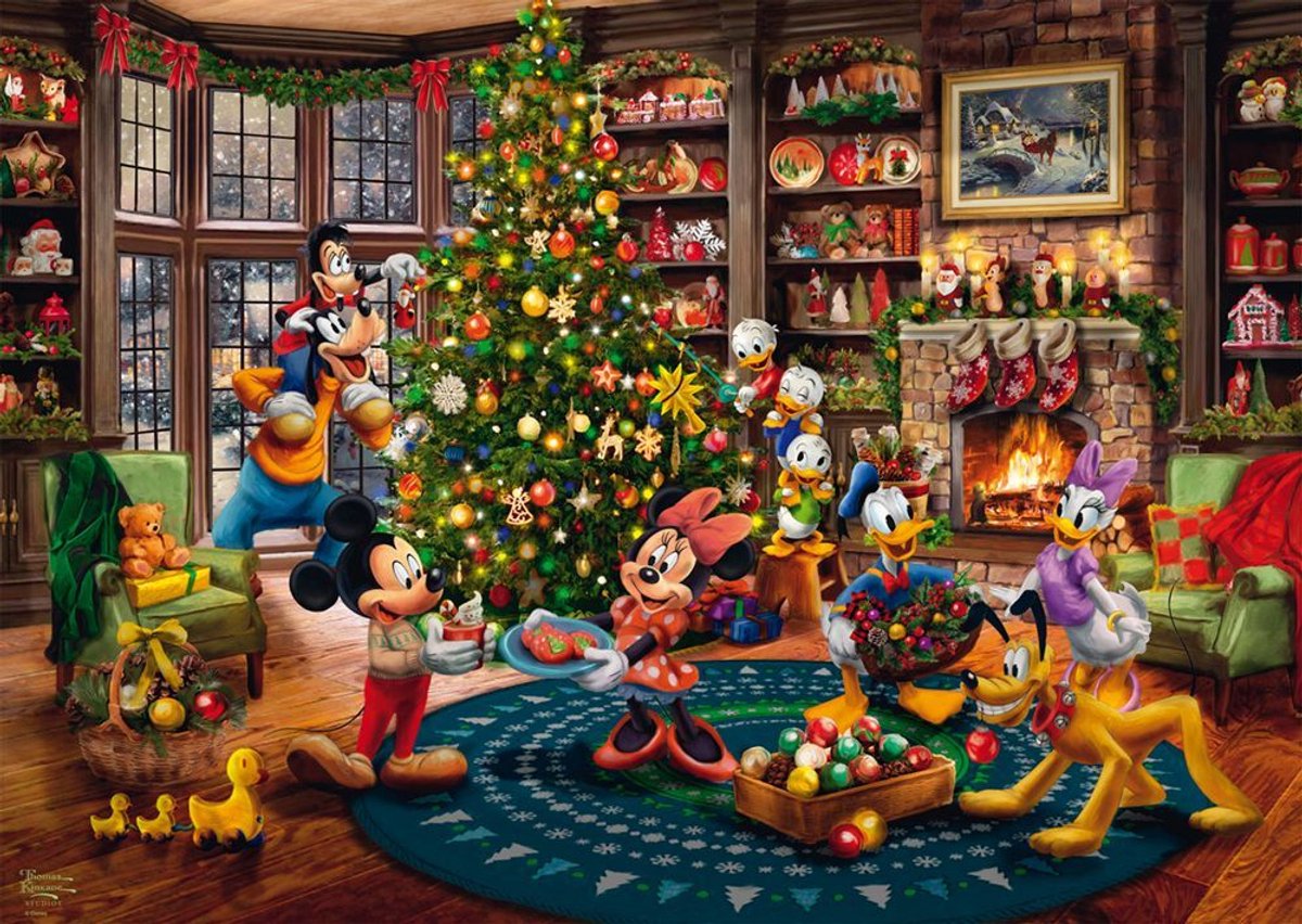 Schmidt - Legpuzzel - Disney, Mickey & Minnie versieren de boom - Thomas Kinkade Studios - 1000 stukjes - Volwassenen - vanaf 12 jaar — afbeelding 2