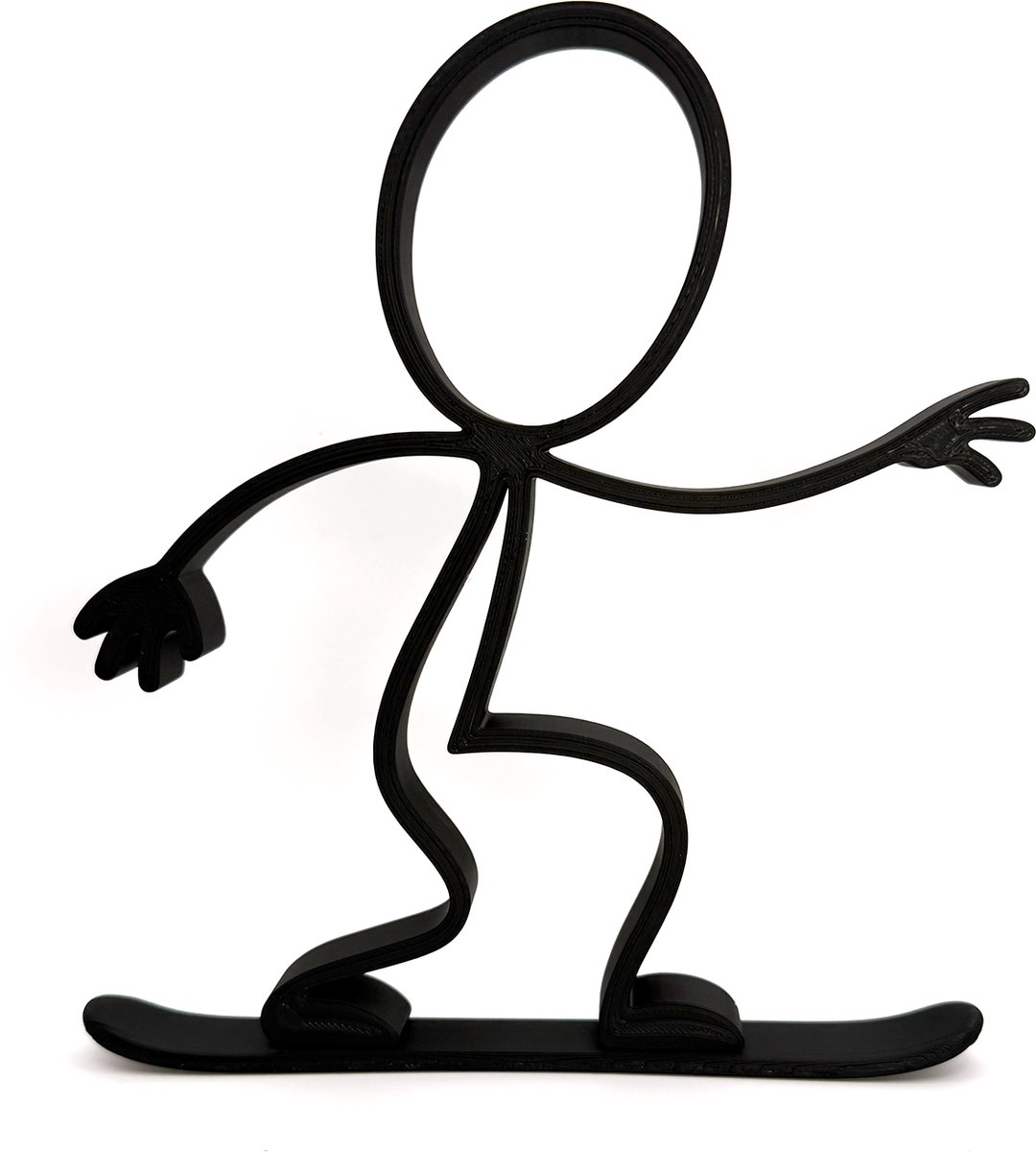 Stickyman Snowboarder - decoratiebeeldje - zwart - 18 cm hoog