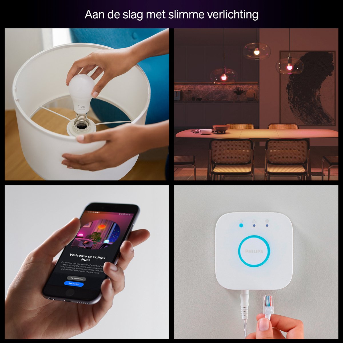 Philips Hue Essential starterkit - wit en gekleurd licht - 1 Bridge - 2 lampen A60 — afbeelding 5
