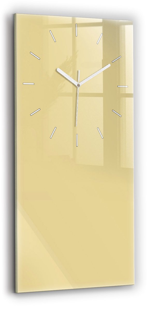 Wallfluent Wandklok - Romig Glazen Klok Rechthoekige - 30 cm x 60 cm - Romig Wandklok - Witte Handen - Wandklok Zonder Cijfers - Stille Wandklok Slaapkamer - Rechthoekige Glas Klok - Industrieel Wandklok - Rechthoekige Glazen Wandklok