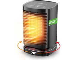 Travelhawk Elektrische Verwarming - Keramische Kachel - 3 Standen - 950W Heater - Elektrische Kachel met LED Indicatie - Roterend - Zwart