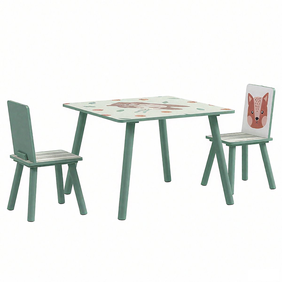Image of 1 toddler table and chair set-groen met dierenprint – kids table and chairs voor kinderen 3-8 jaar-geschikt als table for kids in speelkamer of thuiskantoor- adventskalender 2025