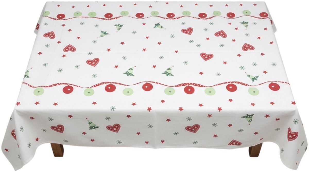 Kerst Tafelkleed Airlaid – 140 x 220 cm – Feestelijk Rood Groen Wit – Wegwerp Luxe Kwaliteit