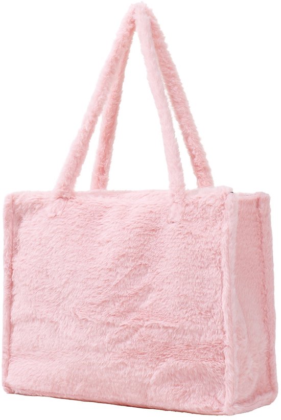 Cabas - moelleux - fausse fourrure - rose - 36x29x13,5cm - femme - sac - mignon - mode - accessoire