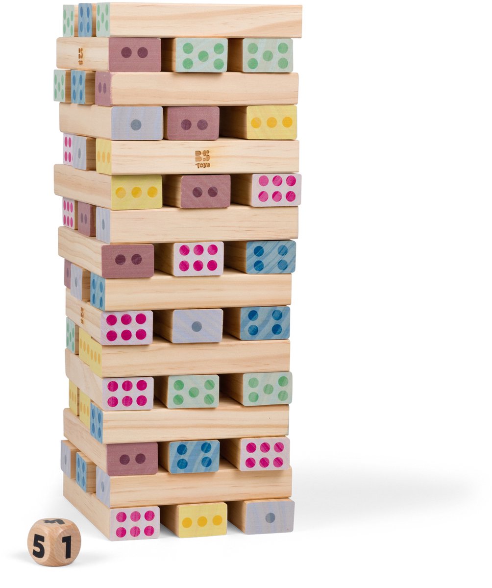 BS Toys Giant Number Tower GA520 – Houten Stapeltoren met Dobbelsteen