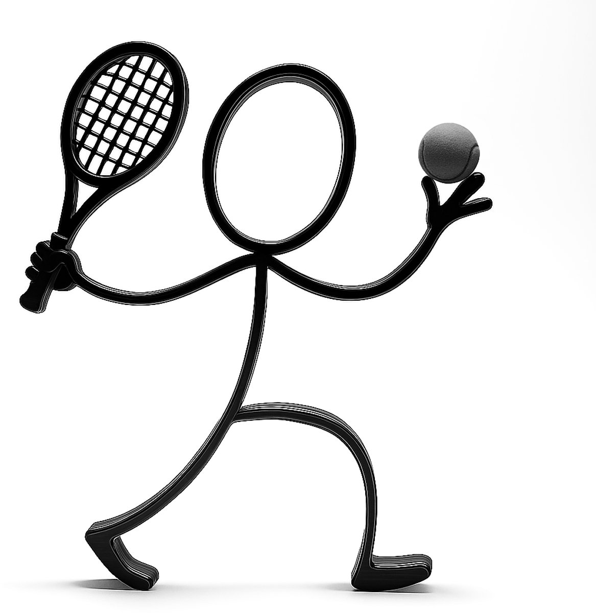 Stickyman Tennisser - decoratiebeeldje - zwart - 20 cm hoog
