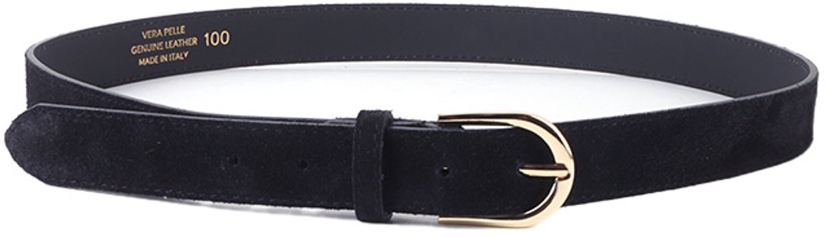 Giuliano Lederen Riem - made in Italy - Dames - Suede Tailleriem - Zwart