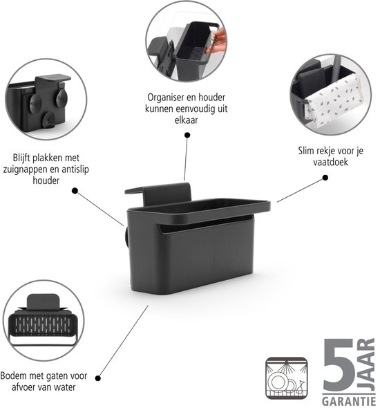Brabantia SinkSide organiseur d'évier intégré - Dark Grey
