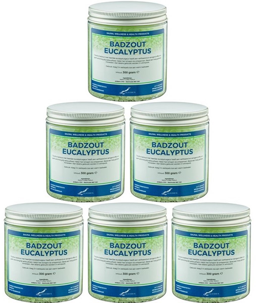 Claudius Badzout Eucalyptus - 300 gram - Pot met aluminium deksel - met set van 6 stuks