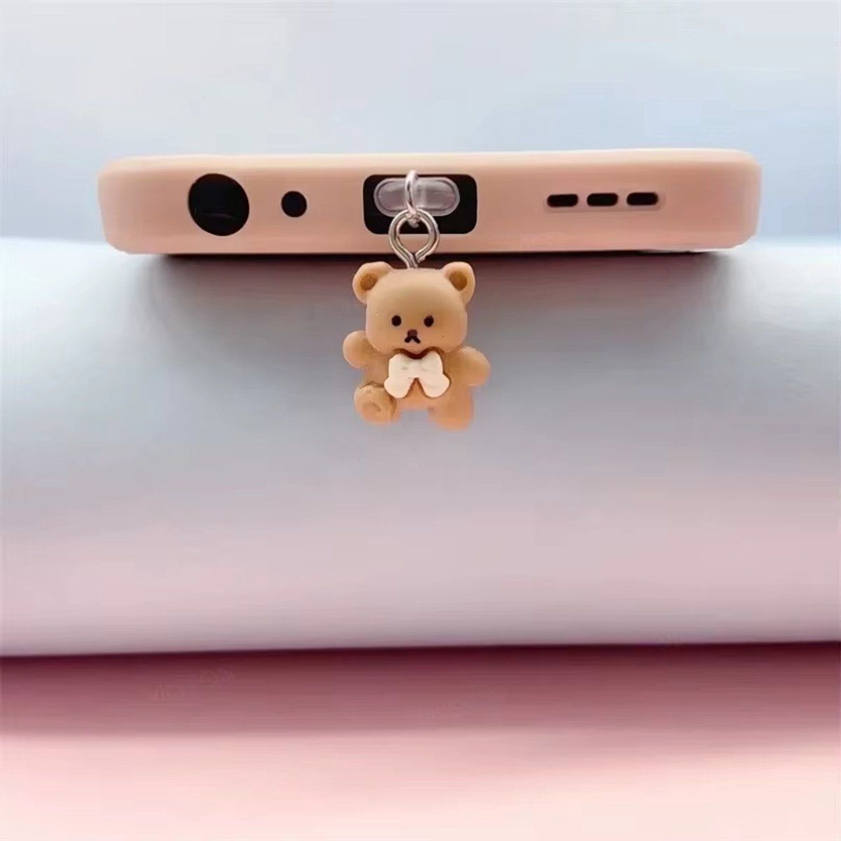 Schattige Kleine Beer Telefoon Stofplug Hanger - Geschikt voor Type-C | Mobiele Stofplug Accessoire, Anti-Stof Telefoonplug, Telefoon Charm