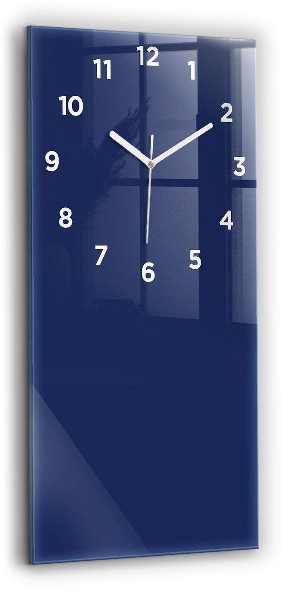 Wallfluent Wandklok - Marine Glazen Klok Rechthoekige - 30 cm x 60 cm - Marine Wandklok - Witte Handen - Wandklok Met Cijfers - Wandklok Glas Woonkamer - Rechthoekige Glas Klok - Industrieel Wandklok - Rechthoekige Glazen Wandklok