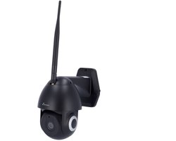 Nivian NVS-IPC-0S2B Full HD 3MP zwarte WiFi PT camera voor buiten met IR nachtzicht, auto tracking, microSD en 2-weg audio op Tuya app