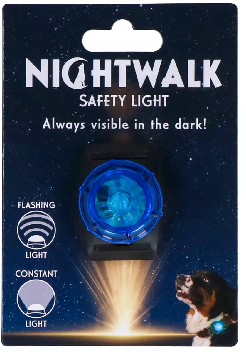 Nightwalk Safety Light - Verlichting Hond - Veiligheidslampje voor de Halsband - Hondenlampje - 2 Standen - Batterijduur 100 uur - Tot 200 meter zichtbaar - Blauw