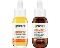 Garnier Vitamine C+* Glow Booster Serum & Skinactive 10% Pure Vitamine C Anti-Pigmentvlekken Nachtserum - Bundle - 2 x 30ml