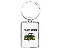 Hacebo® - Tractor sleutelhanger rechthoekig - Boer - Boer of boerin - sleutelhangers - met eigen naam - leuk cadeau voor iemand die op de boerderij werkt - cadeau - kado - rechthoekige sleutelhanger - 3 x 7.8 CM