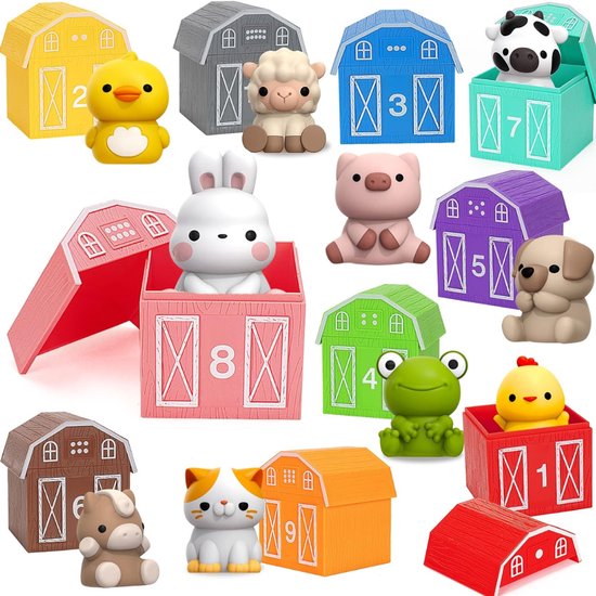 Homeblend® Boerderijdieren Speelgoed - 20 Stuks - Montessori Speelgoed - Tellen, Matchen & Sorteren - Educatief Speelgoed 1-3 Jaar - Vanaf 1 jaar
