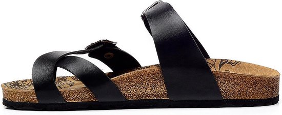 GOBY - Zwart - Slippers - Sandales pour femmes - Haute qualité - Fait main - Taille 40