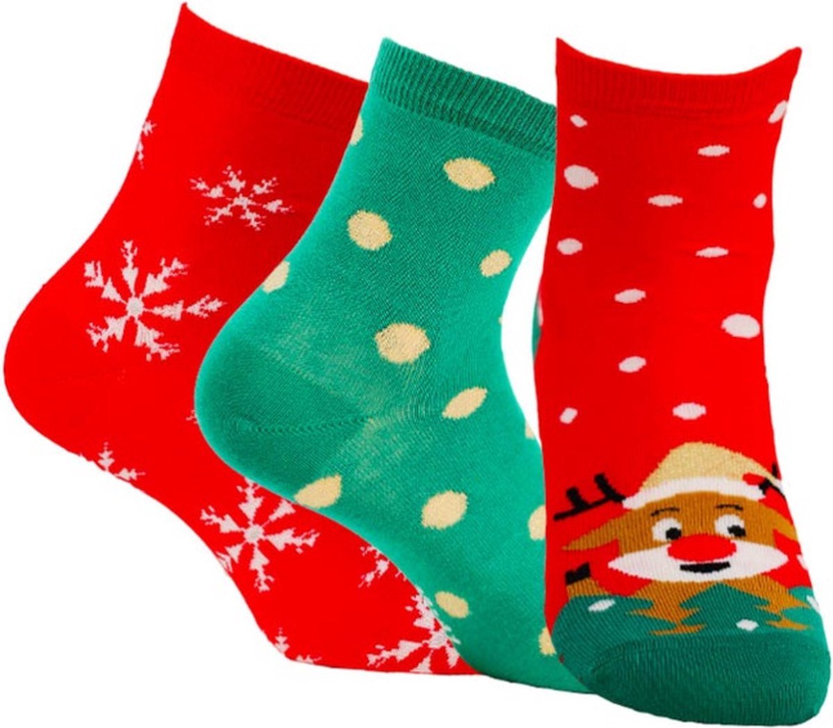 Wola kerstsokken – Kerstcadeau - Drie verschillende patronen - 3 paar – maat 39-41 cm