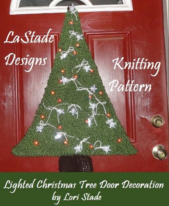 Lighted Christmas Tree Door Decoration Knitting Pattern - cover