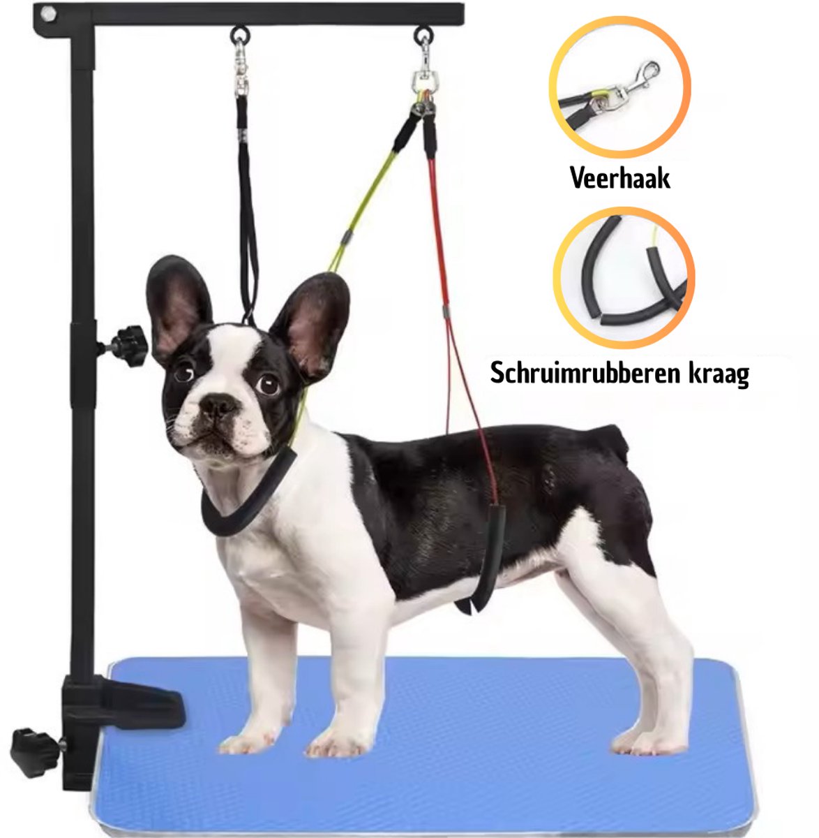 Zootic RVS Trimarm – Draaibare honden trimbeugel 270° – Verstelbaar tot 83 cm – Met heupsteunen – Voor trimtafel en eettafel