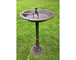 VOGELDRINKSCHAAL MET ZONNEWIJZER / GIETIJZER / VOEDERSCHAAL