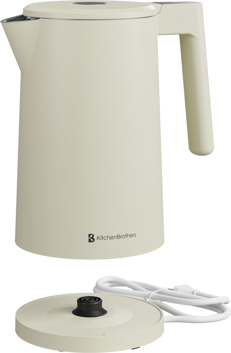 KitchenBrothers Waterkoker - 1.7L - Met Temperatuurregeling - PFAS- & BPA-vrij - Warmhoudfunctie - Display - Dubbelwandig - 2200W - Beige – foto 6