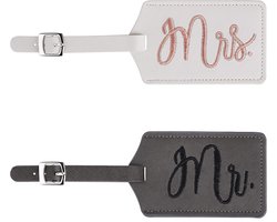 longziming 2x Bagagelabels Mr & Mrs – Bruiloft, Honeymoon, Party Cadeau – Voor Cruise of Vliegtuig Reizen, Zwart/Wit