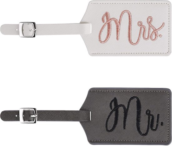 longziming 2x Bagagelabels Mr & Mrs – Bruiloft, Honeymoon, Party Cadeau – Voor Cruise of Vliegtuig Reizen, Zwart/Wit