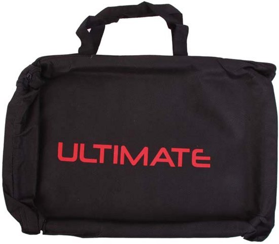 Zwarte draagtas met rode 'ULTIMATE' logo.