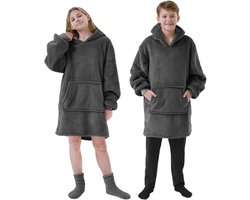 SHERRY oversized hoodie-deken voor tieners in zwart