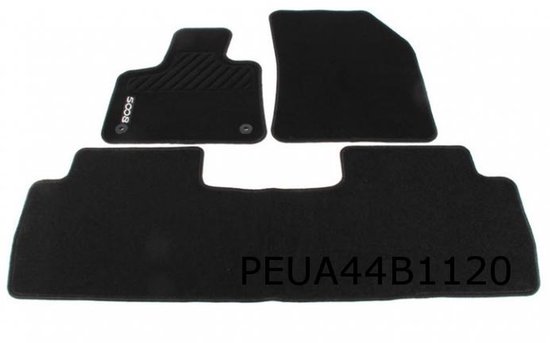 Set van 3 zwarte Peugeot 5008 automatten, met logo.