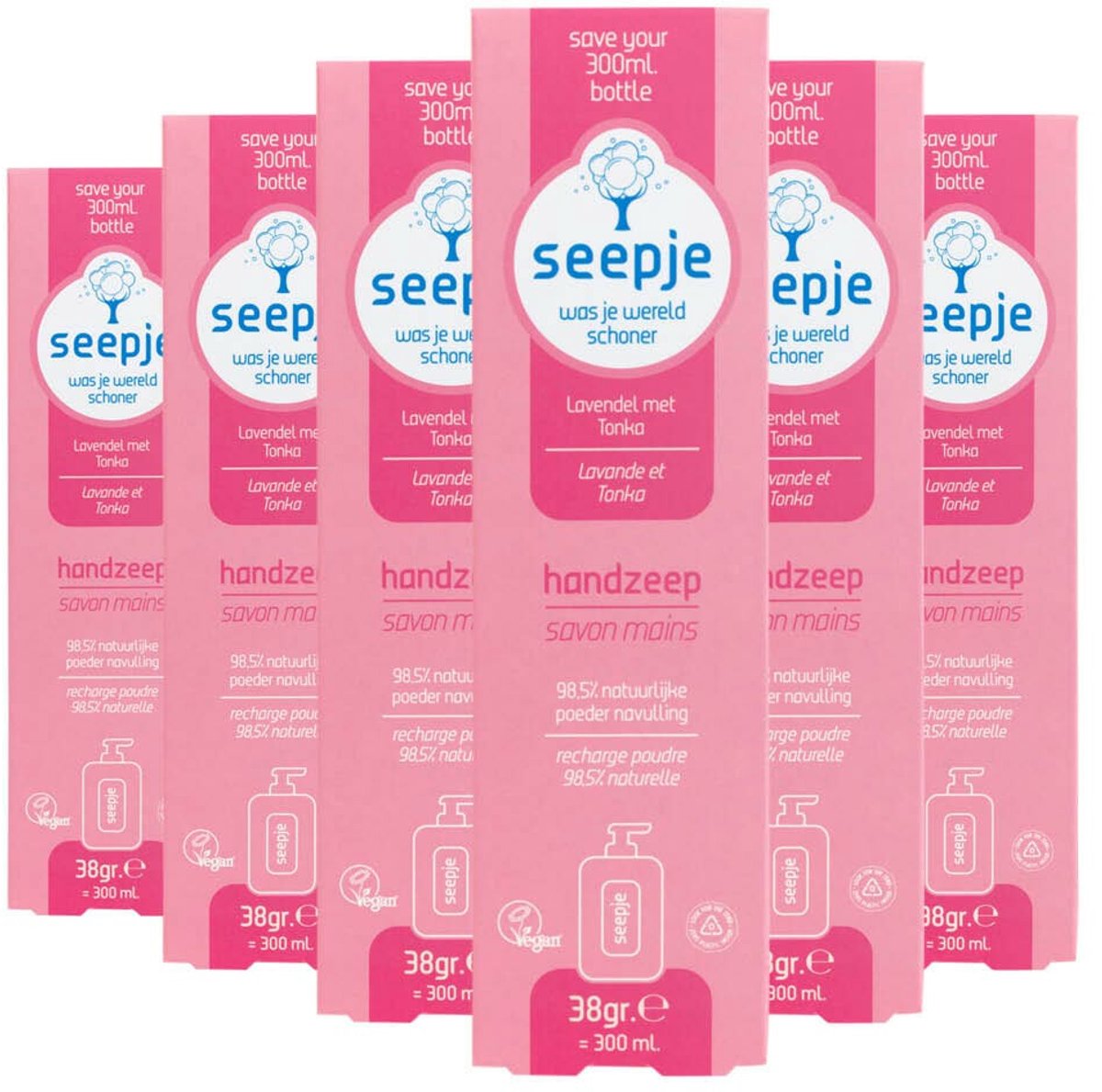 Seepje Handzeep Navulling Lavendel met Tonka - 6 x 38 gr - Voordeelverpakking