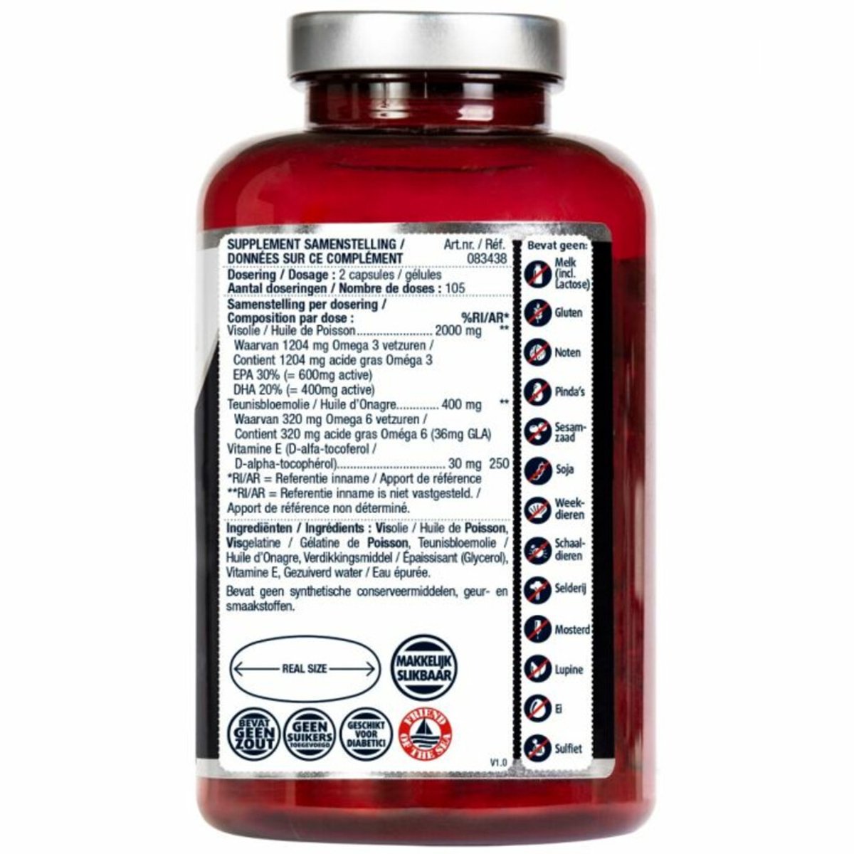 Lucovitaal Visolie Super Omega 3 Maxi XXL - 2 x 210 capsules - Voordeelverpakking